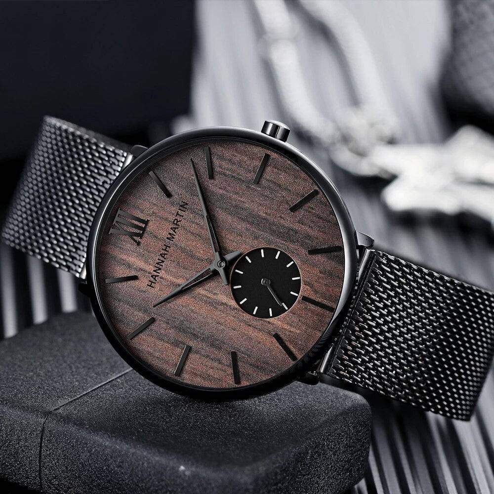 Reloj Hannah Martin Wooden Black - JHERR JEWELRY