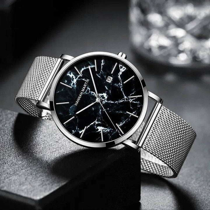 Reloj Hannah Martin Silver Marble - JHERR JEWELRY