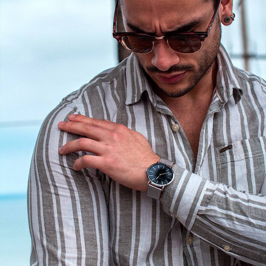 Reloj Hannah Martin Original Plata Esfera Blanca con Correa Mesh Plateada - Diseño Minimalista 40mm - Hannah Martin en Perú | Jherr Jewelry