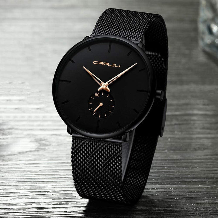 RELOJ CRRJU 2150 CUARZO NEGRO AZUL elegante para hombre en Perú
