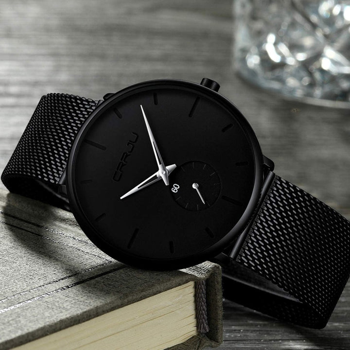 RELOJ CRRJU 2150 CUARZO NEGRO AZUL elegante para hombre en Perú