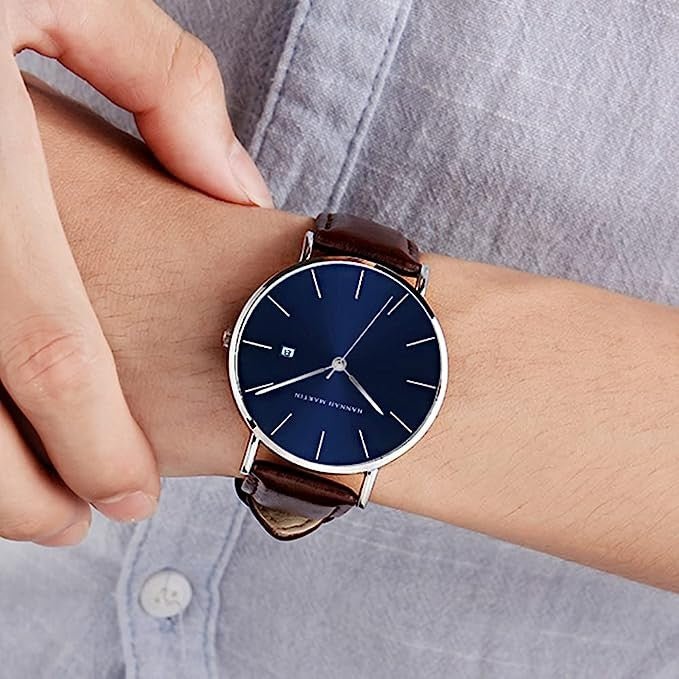 Reloj Hannah Martin Azul Cuero elegante para hombre en Perú