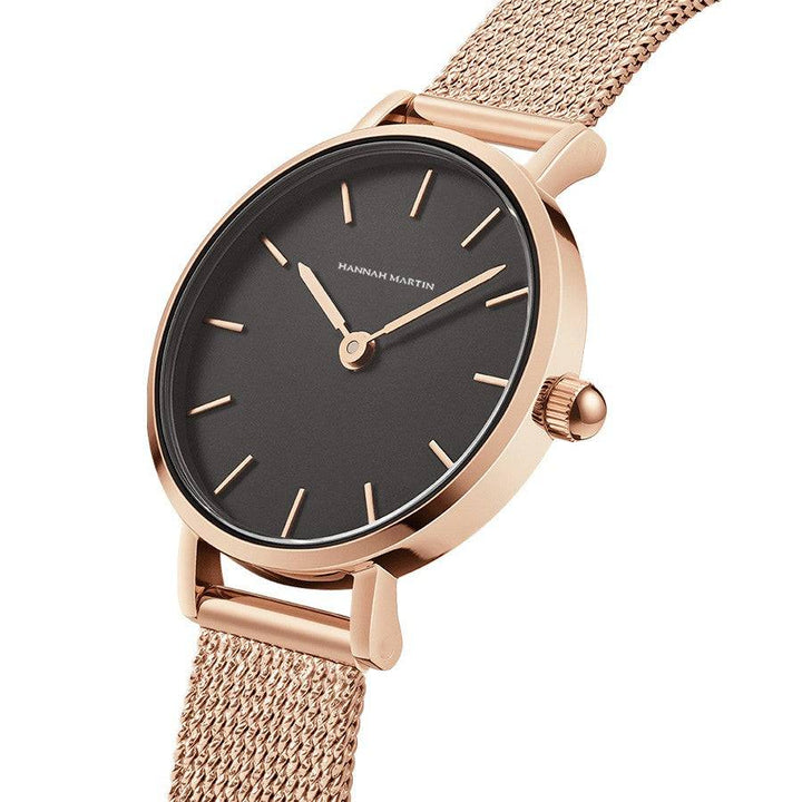 Reloj Hannah Martin - Oro Rosa Black Casual elegante para mujer en Perú