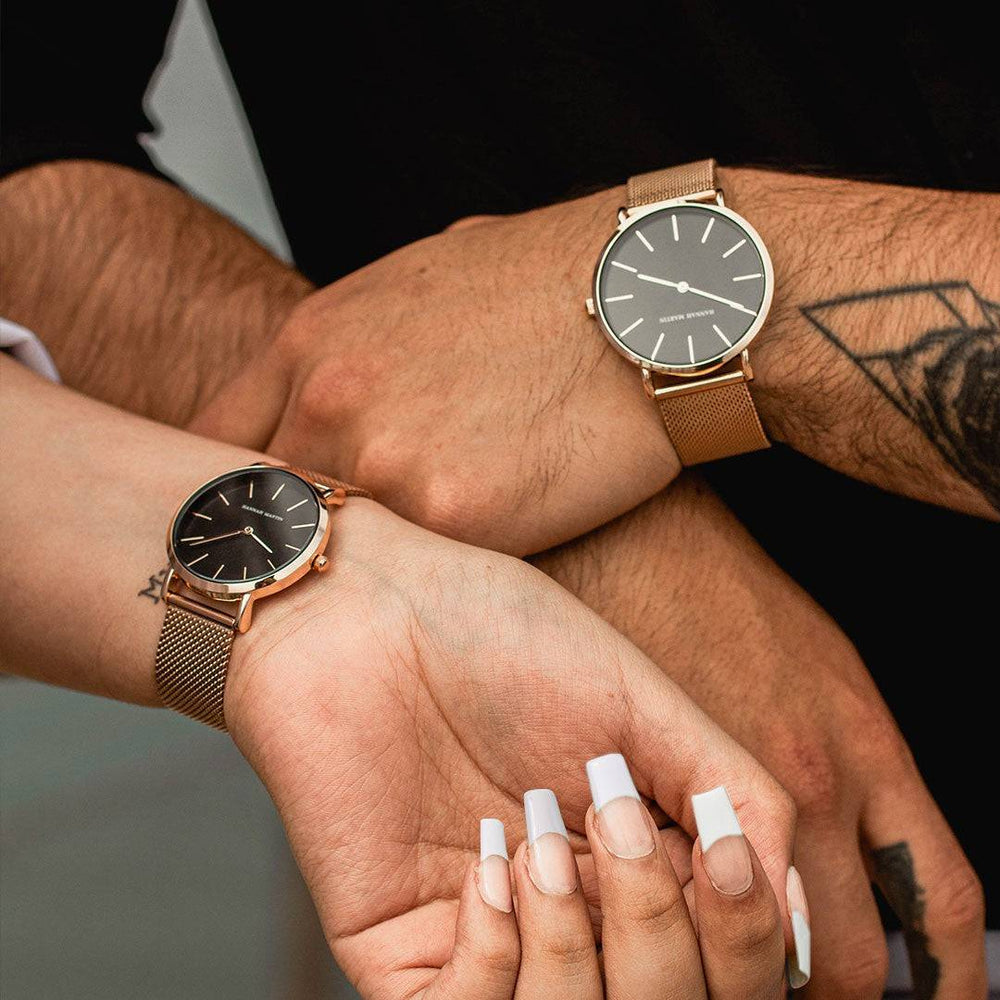 Relojes de Pareja Hannah Martin Blackrose elegante para pareja en Perú